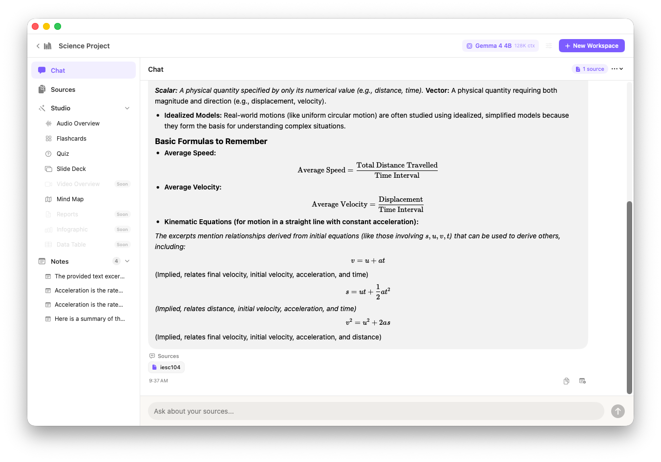 EQBook chat interface — conversational Q&A with inline citations